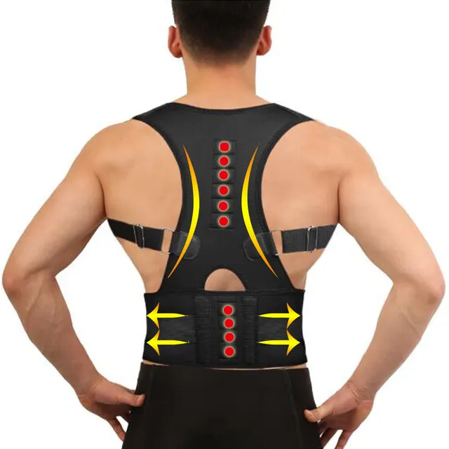 Magnetic therapy back support brace