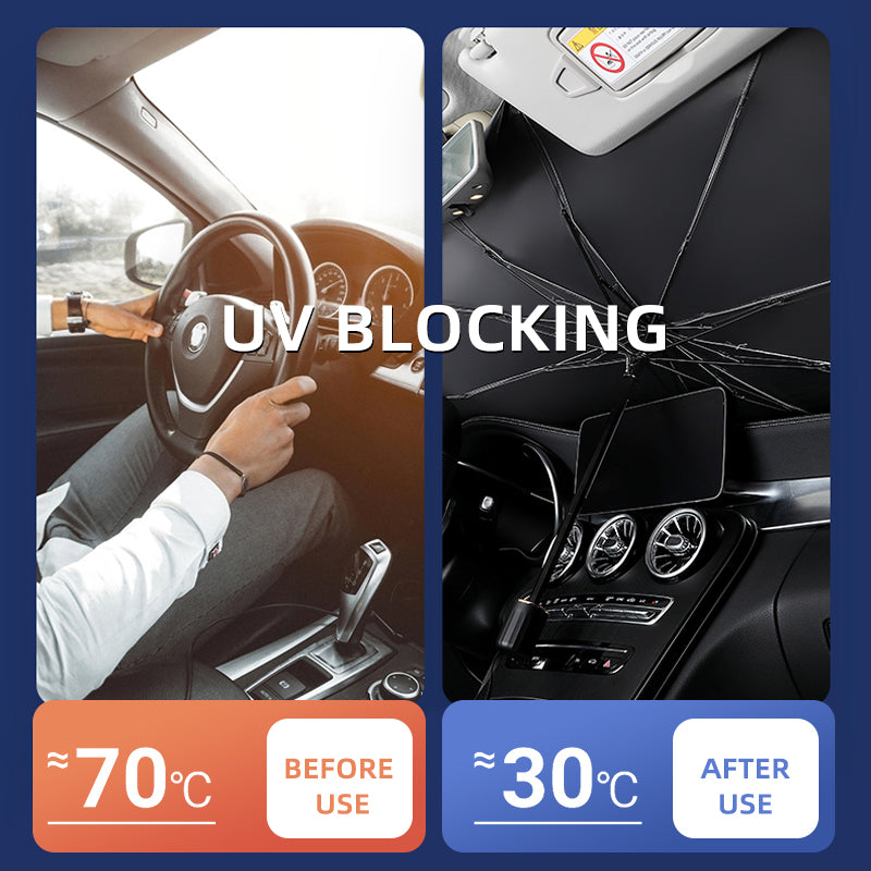 Foldable car windshield sunshade umbrella