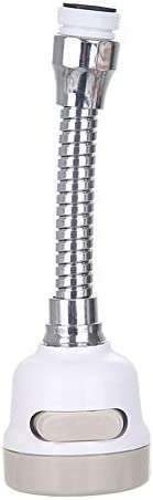 Flexible faucet adapter with white base and chrome accents on a white background