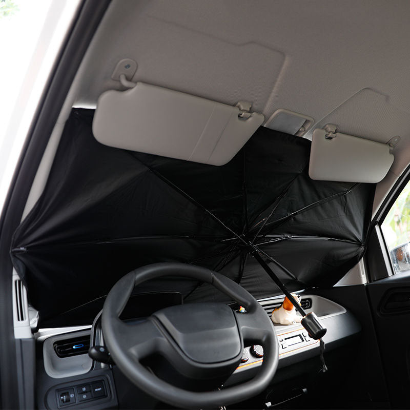 Foldable car windshield sunshade umbrella