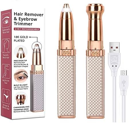 2-in-1 rechargeable electric eyebrow and facial hair remover