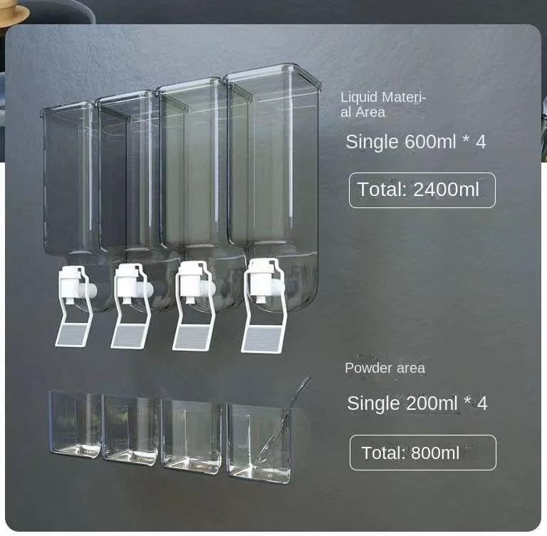 Wall-mounted 4-compartment dispenser