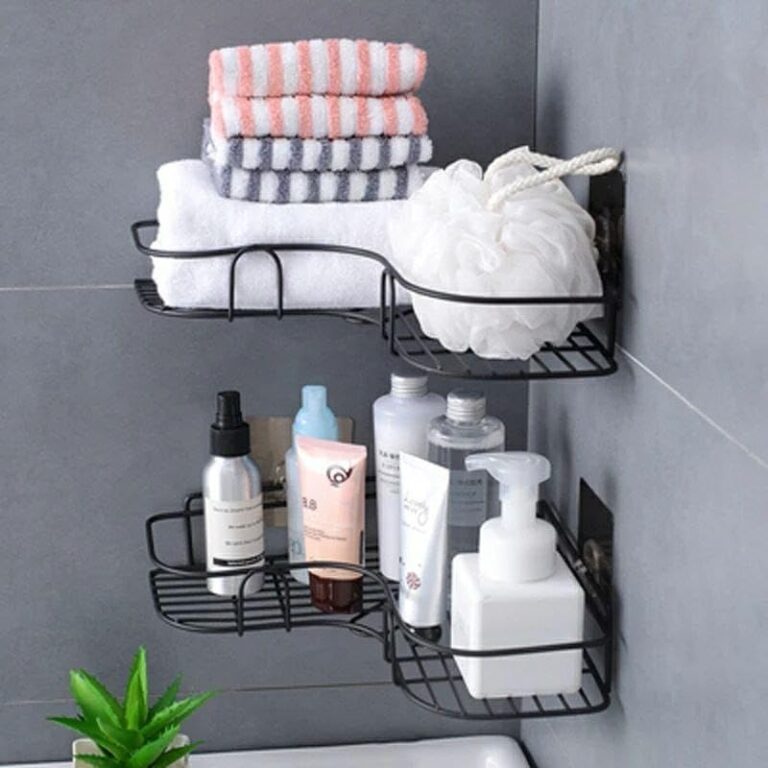 Metal corner shower shelf