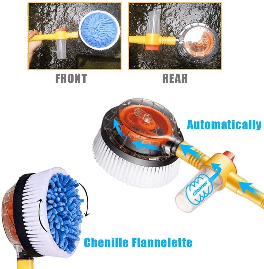 Auto-rotating car wash brush