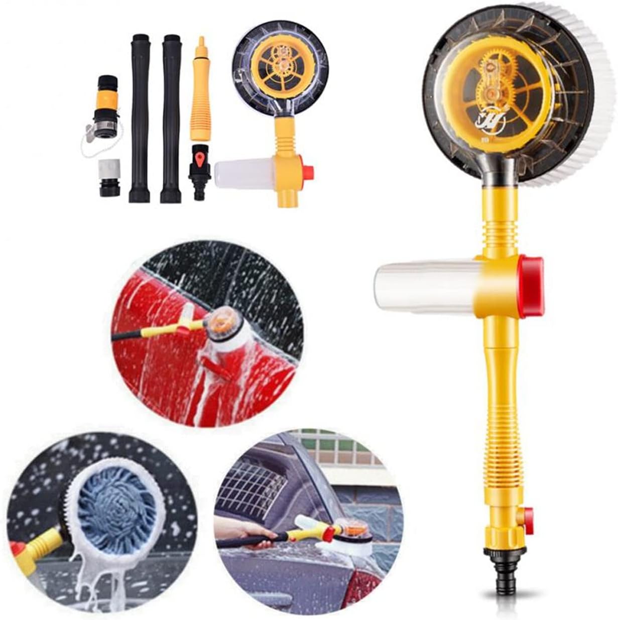 Auto-rotating car wash brush