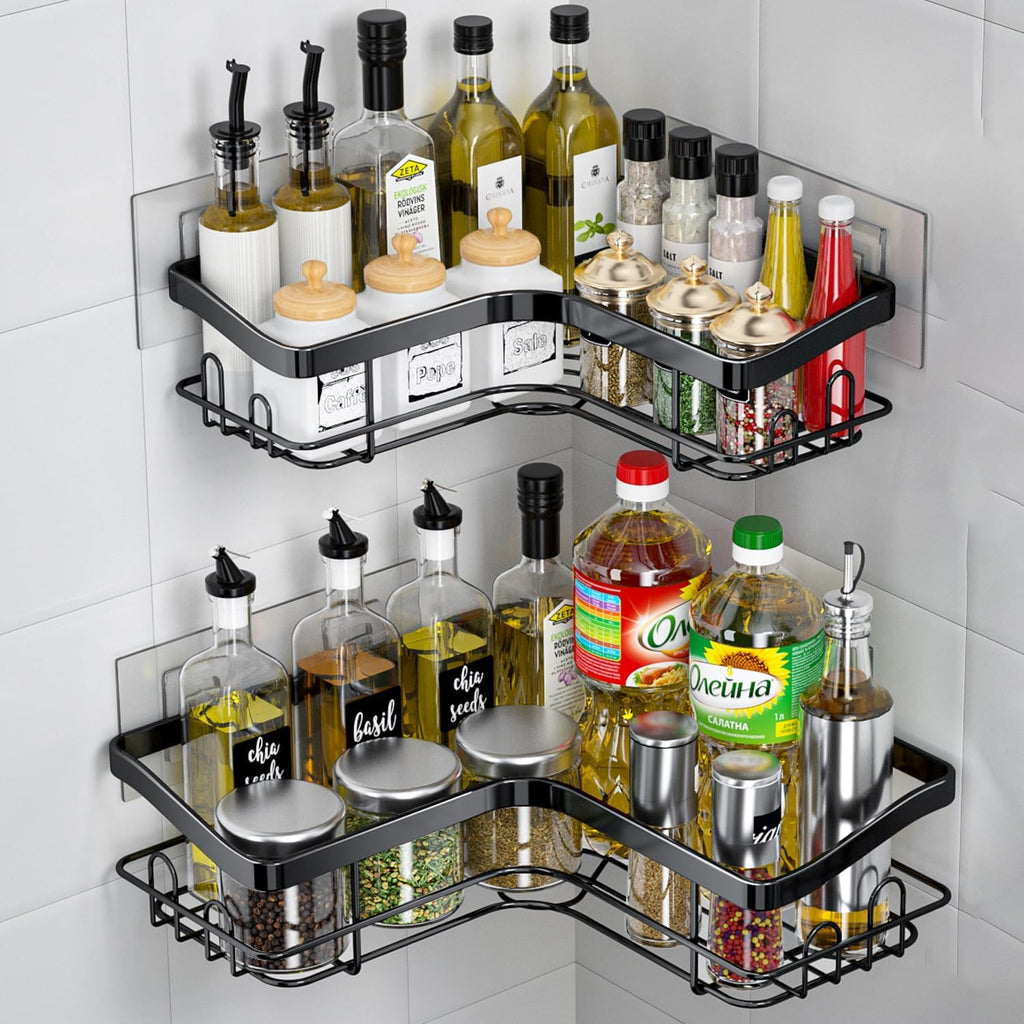 Metal corner shower shelf