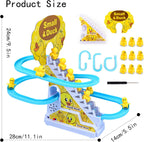 Duck climbing stairs track toy set.