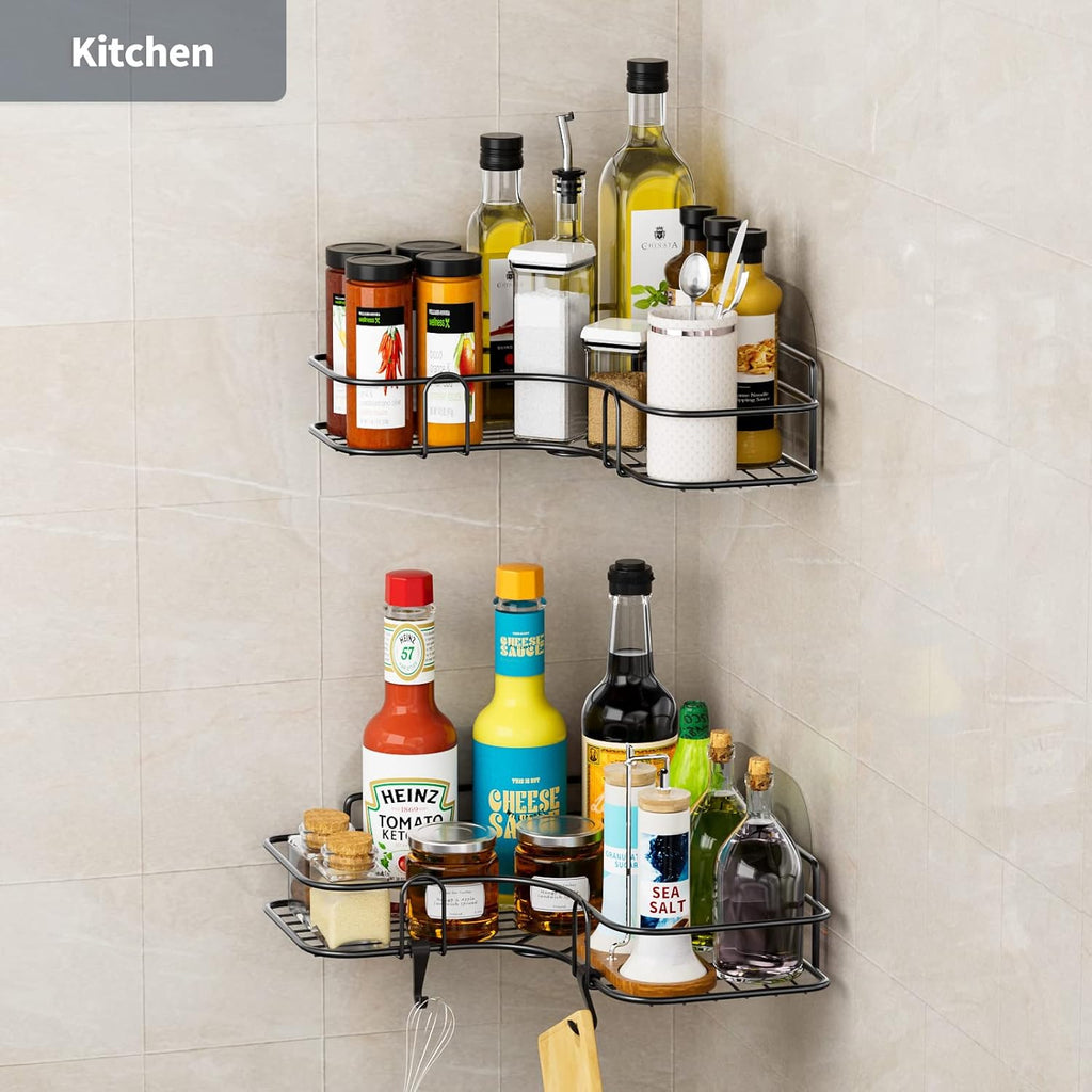 Metal corner shower shelf