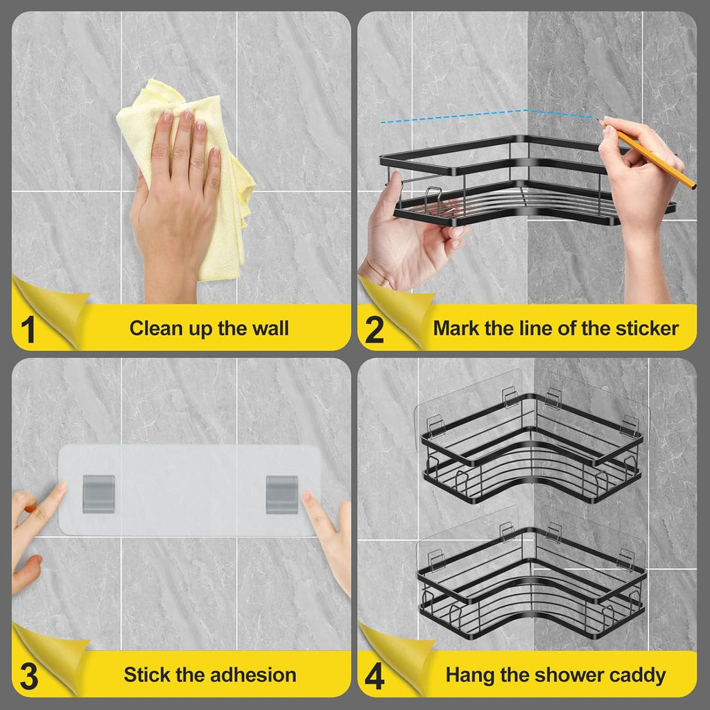 Metal corner shower shelf