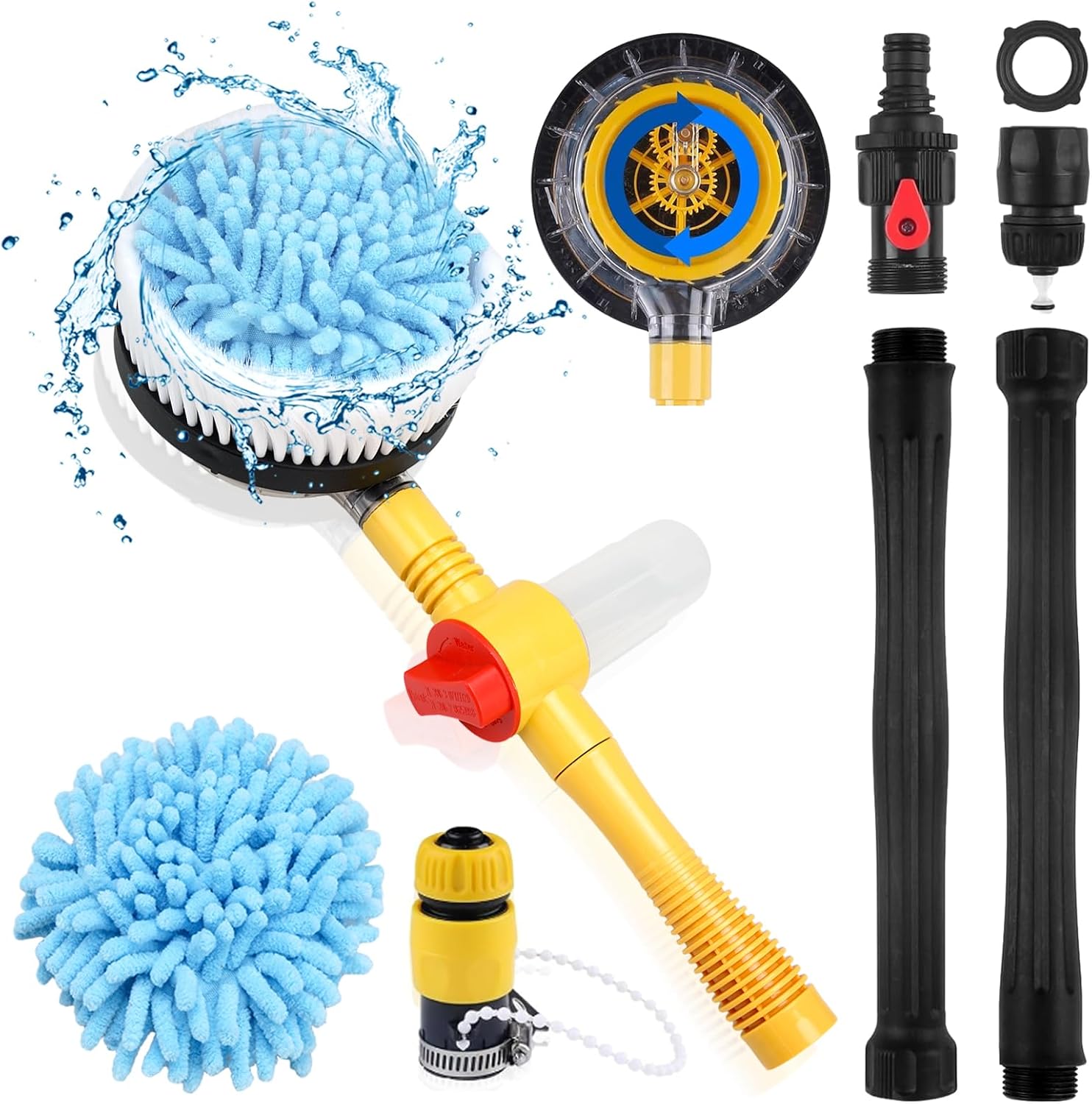 Auto-rotating car wash brush