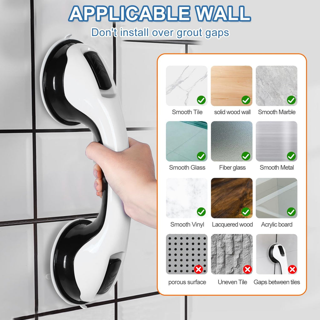 Shower grab bar with strong suction cups