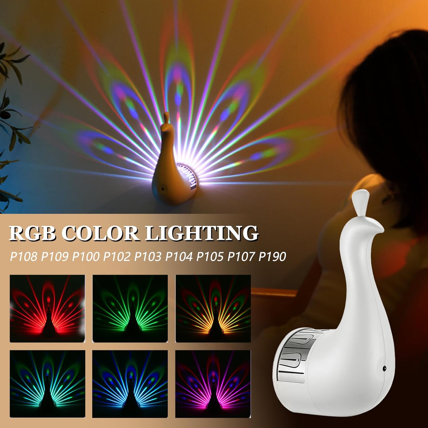 LED Peacock Wall Light projection lamp