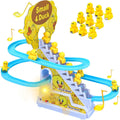 Duck climbing stairs track toy set.