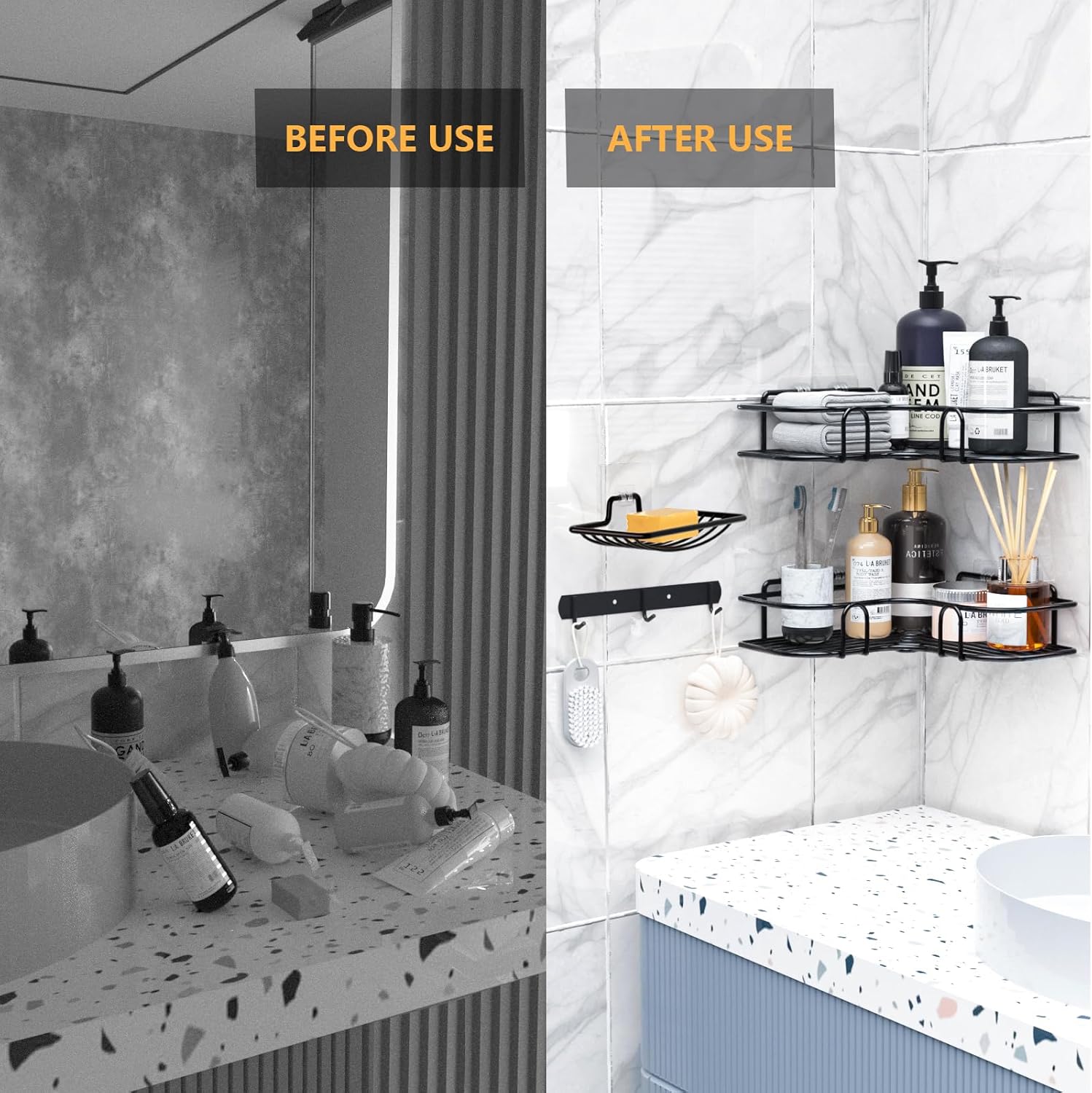 Metal corner shower shelf