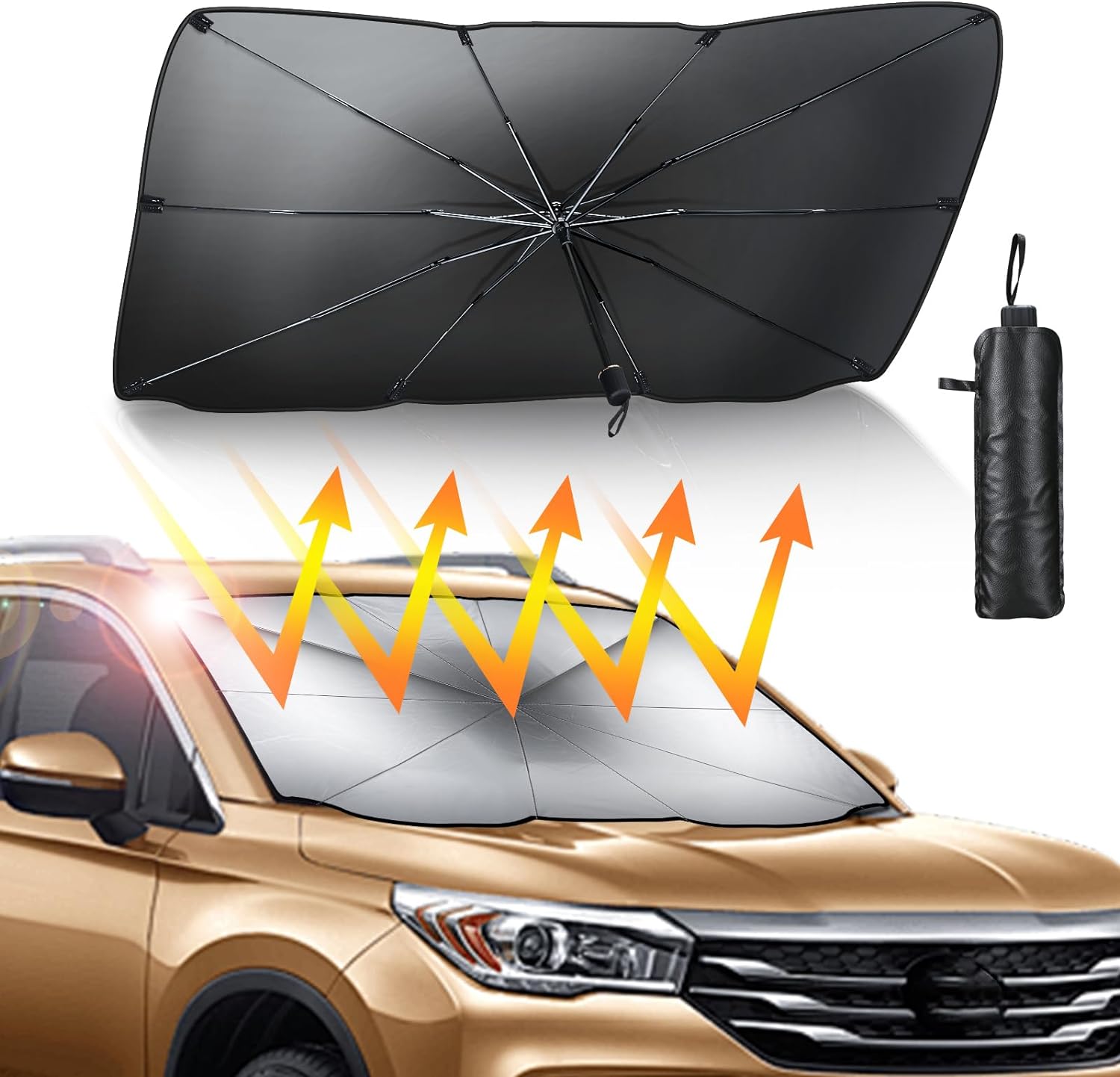 Foldable car windshield sunshade umbrella