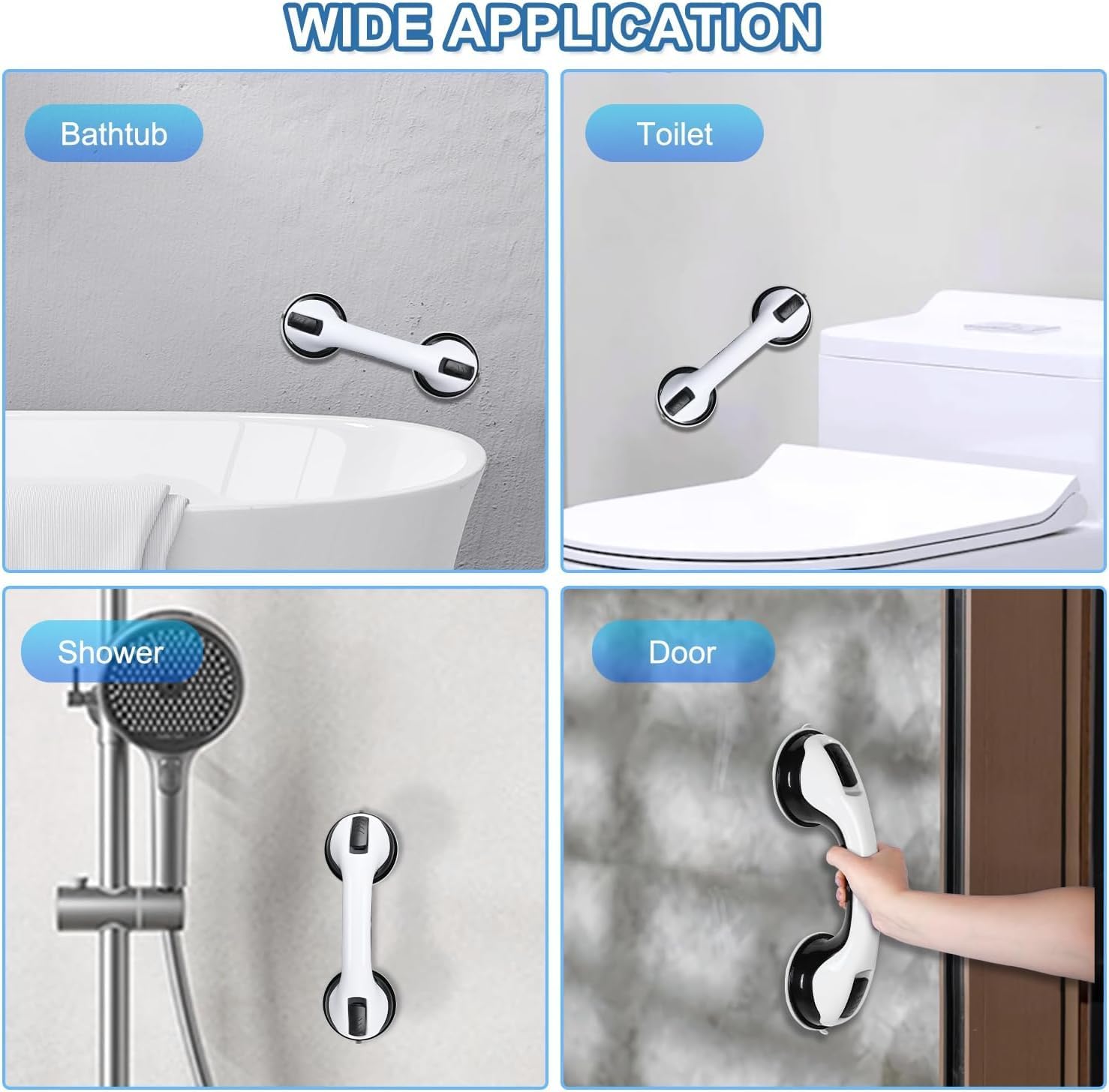 Shower grab bar with strong suction cups