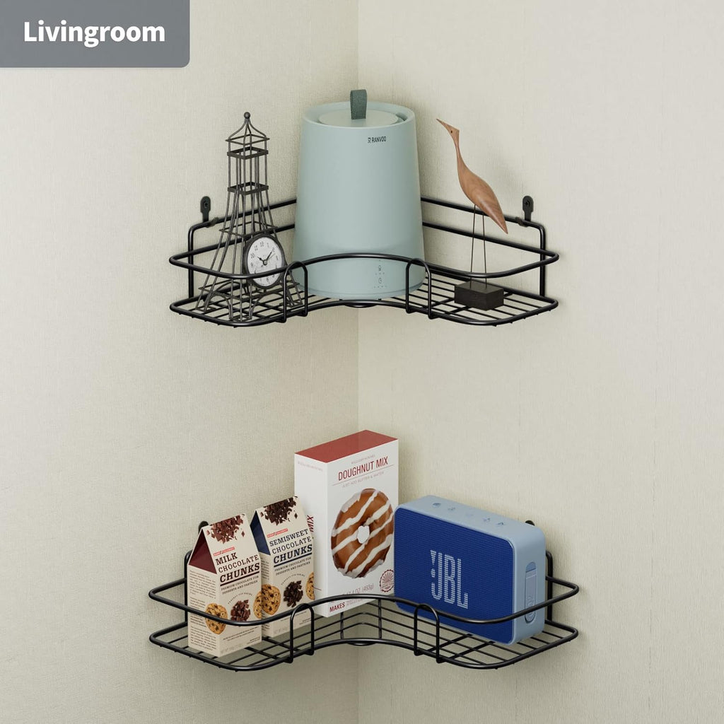 Metal corner shower shelf