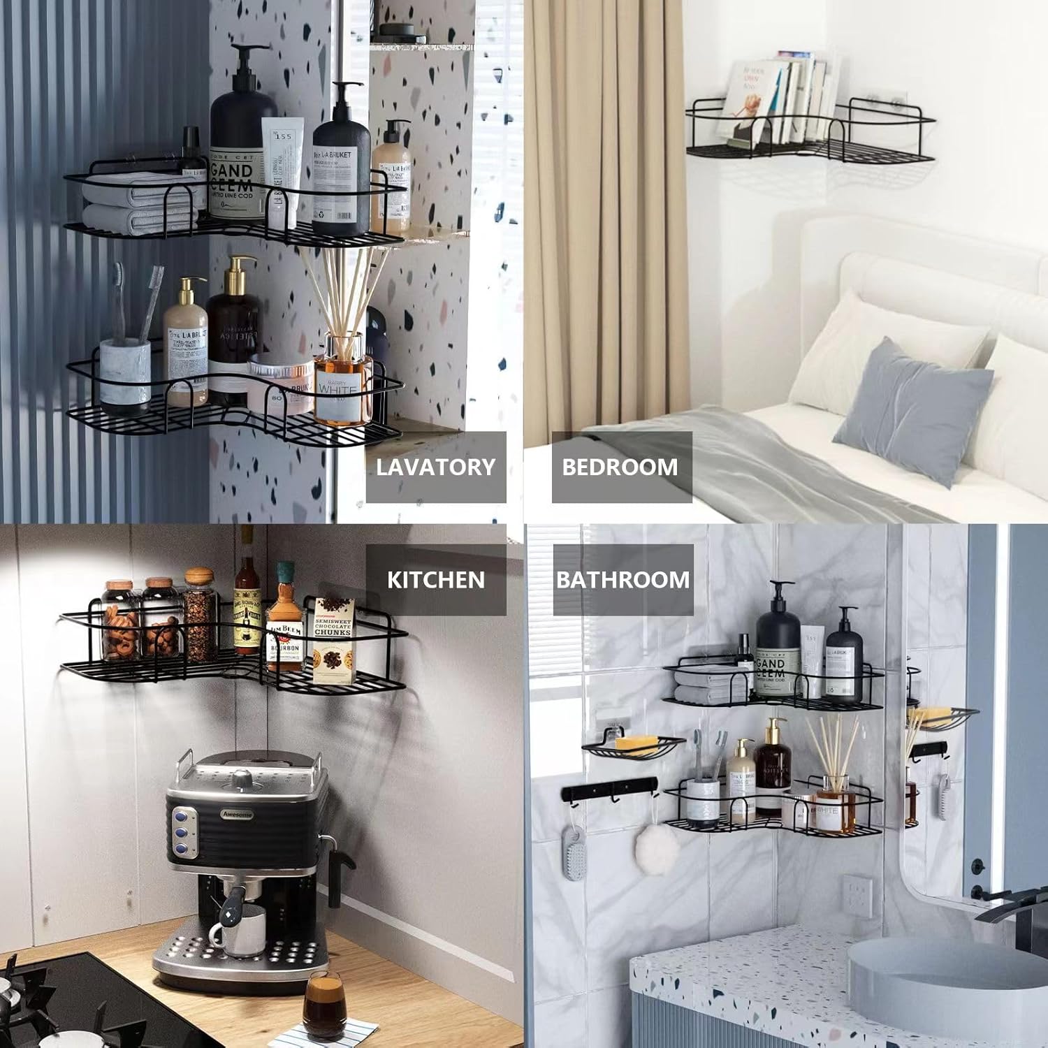 Metal corner shower shelf