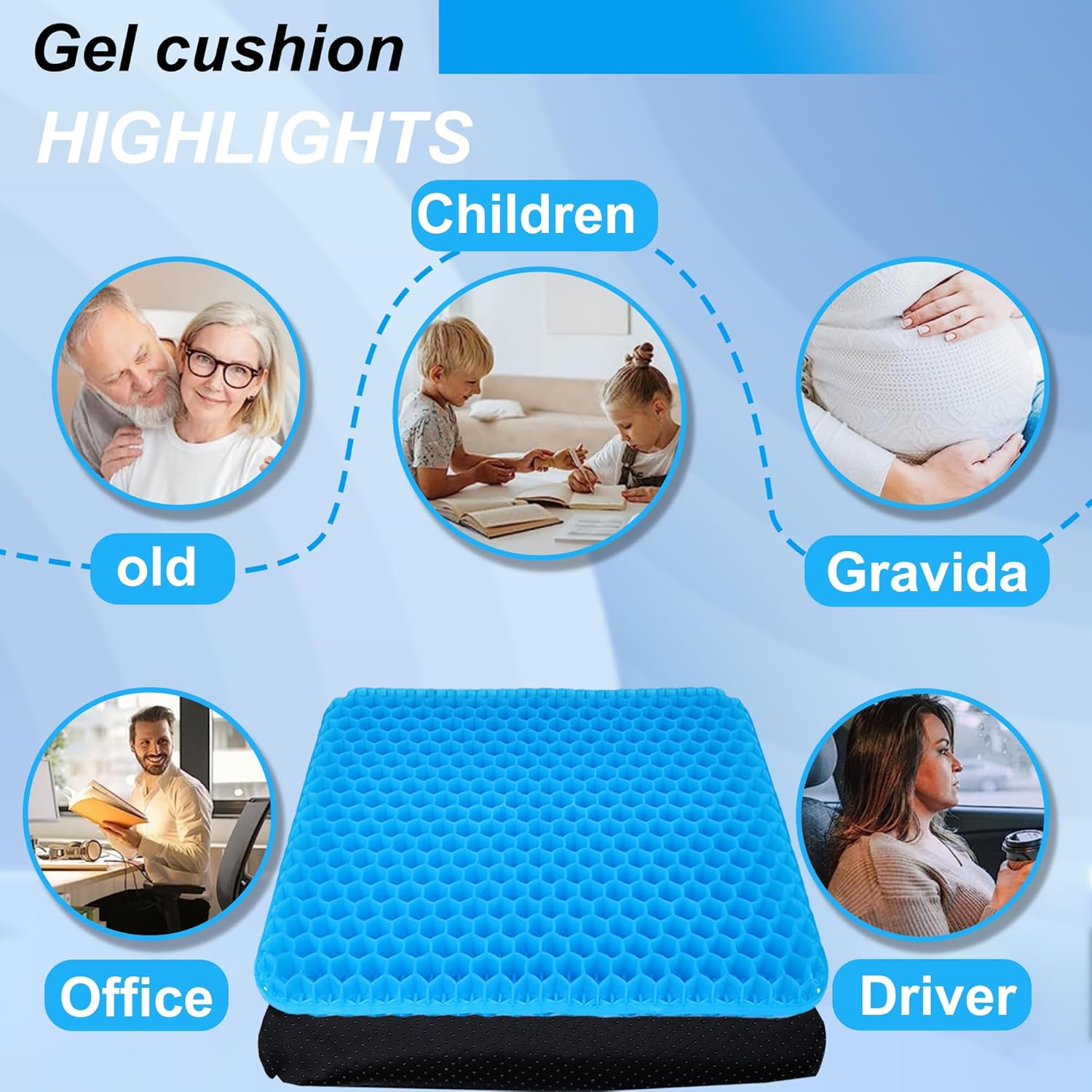 Gel seat cushion
