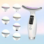 White electronic device with LED lights on a gradient background