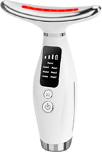 White electronic device with digital display and control buttons on a white background