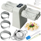Dumpling-making machine with accessories on a white background