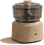Beige kitchen chopper with clear top on a white background