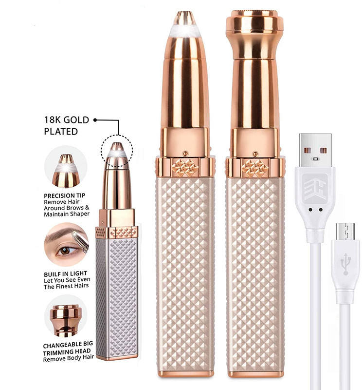 2-in-1 rechargeable electric eyebrow and facial hair remover