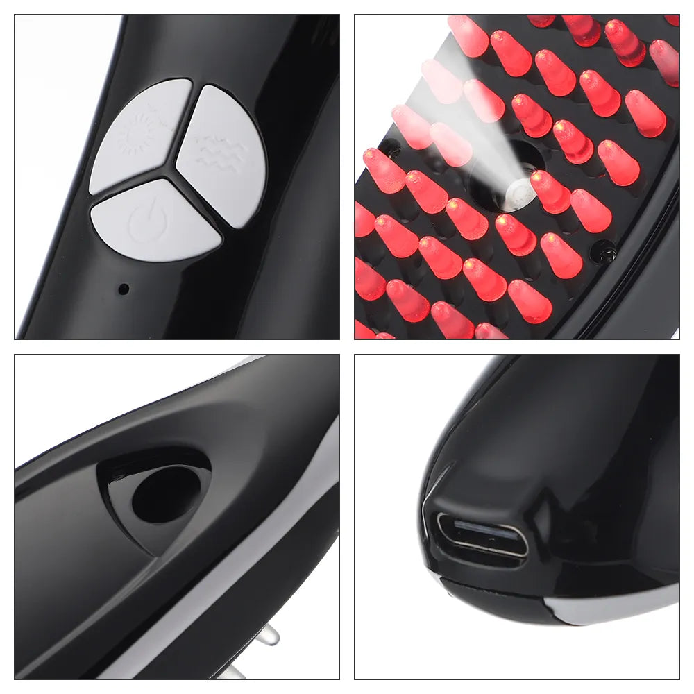 LED light therapy hair brushes