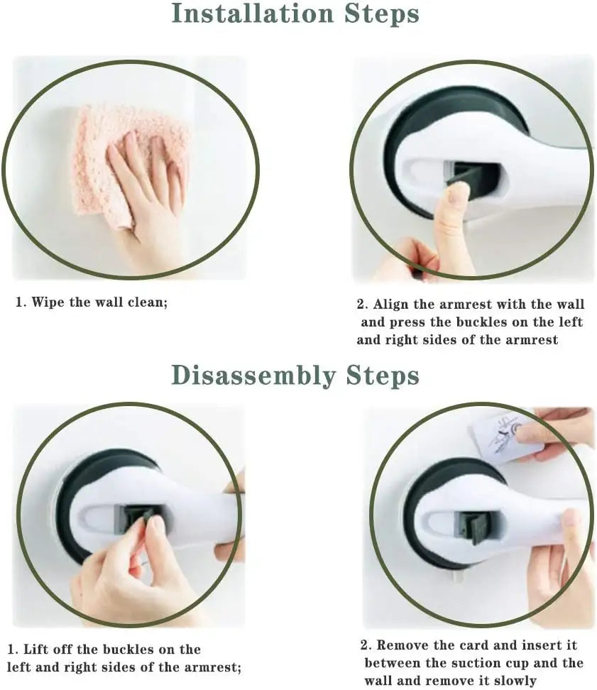 Shower grab bar with strong suction cups