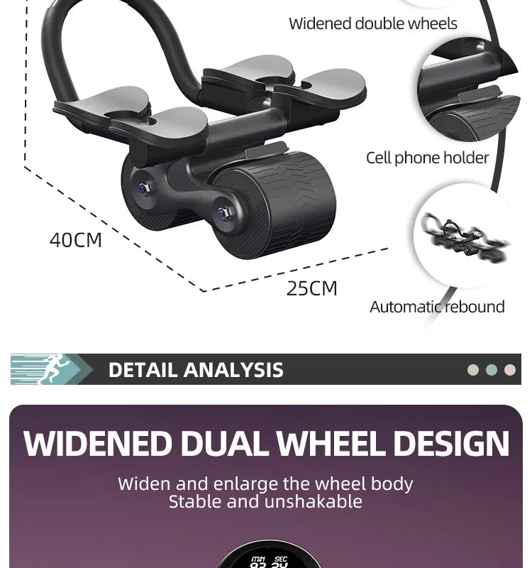 Automatic rebound abdominal wheel with elbow support