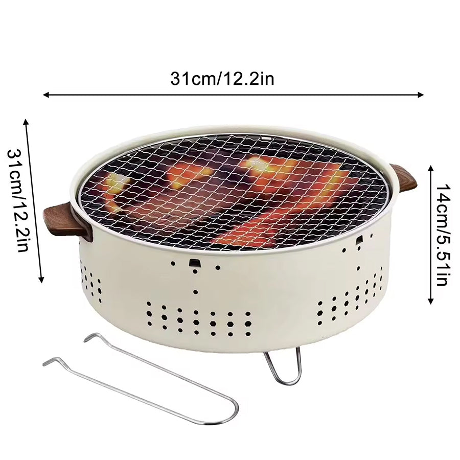 Portable round charcoal BBQ grill