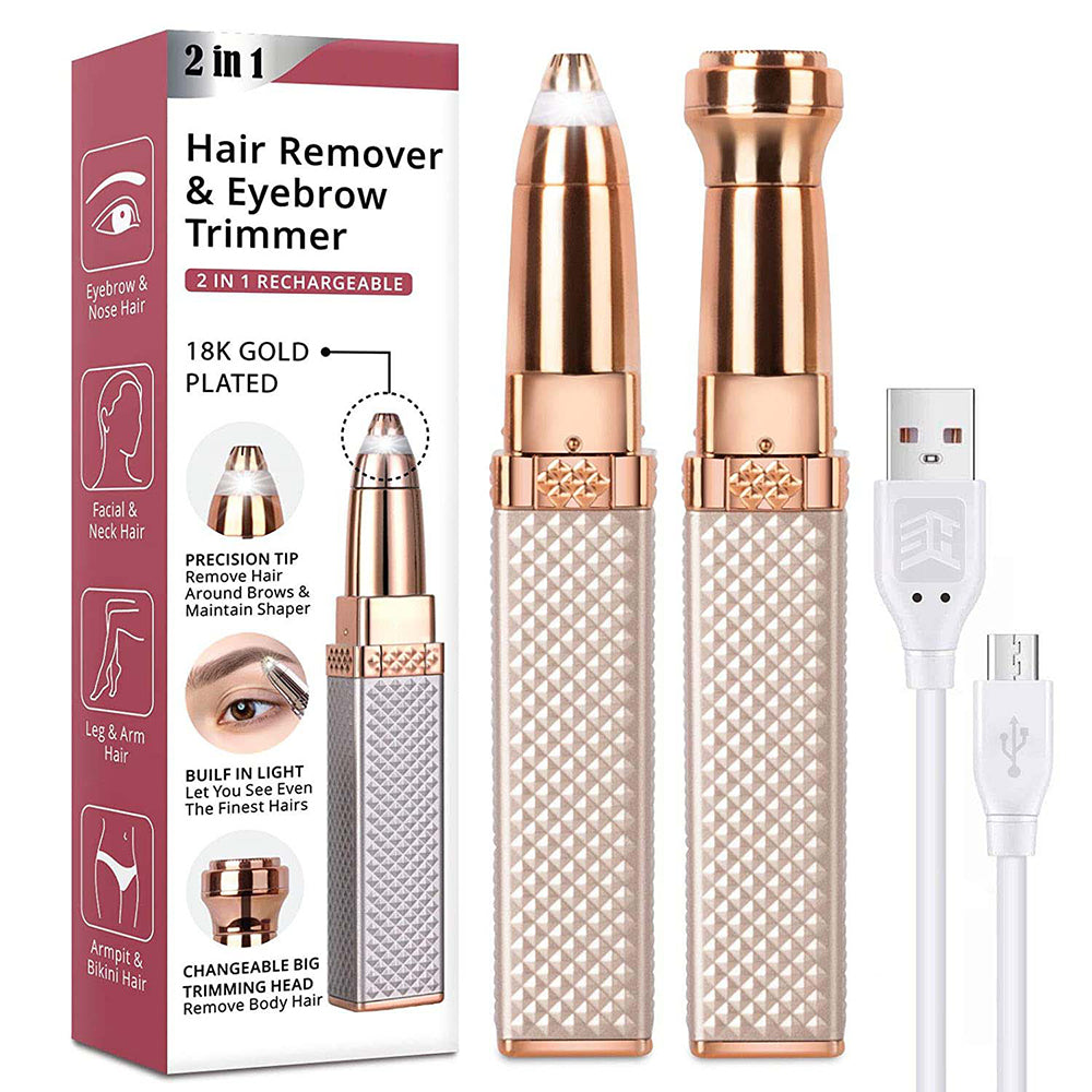 2-in-1 rechargeable electric eyebrow and facial hair remover
