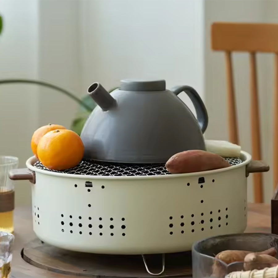 Portable round charcoal BBQ grill