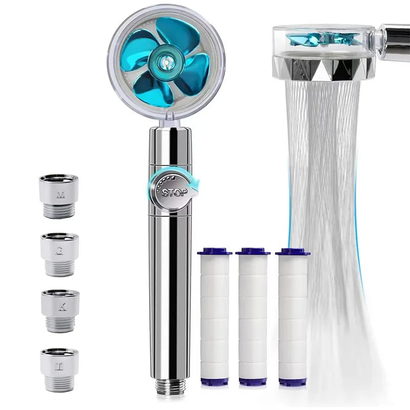 high-pressure, handheld turbo fan shower head