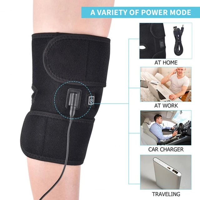 Heated knee brace wrap