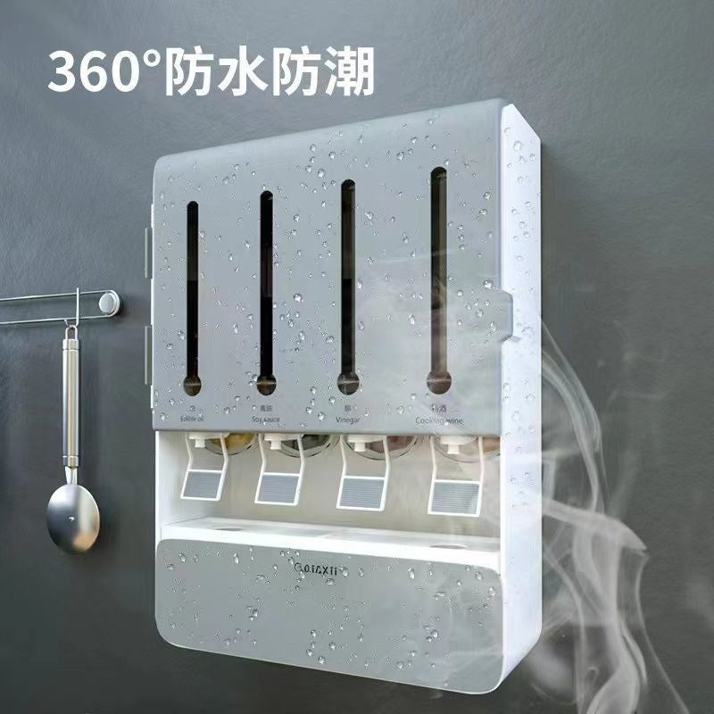 Wall-mounted 4-compartment dispenser