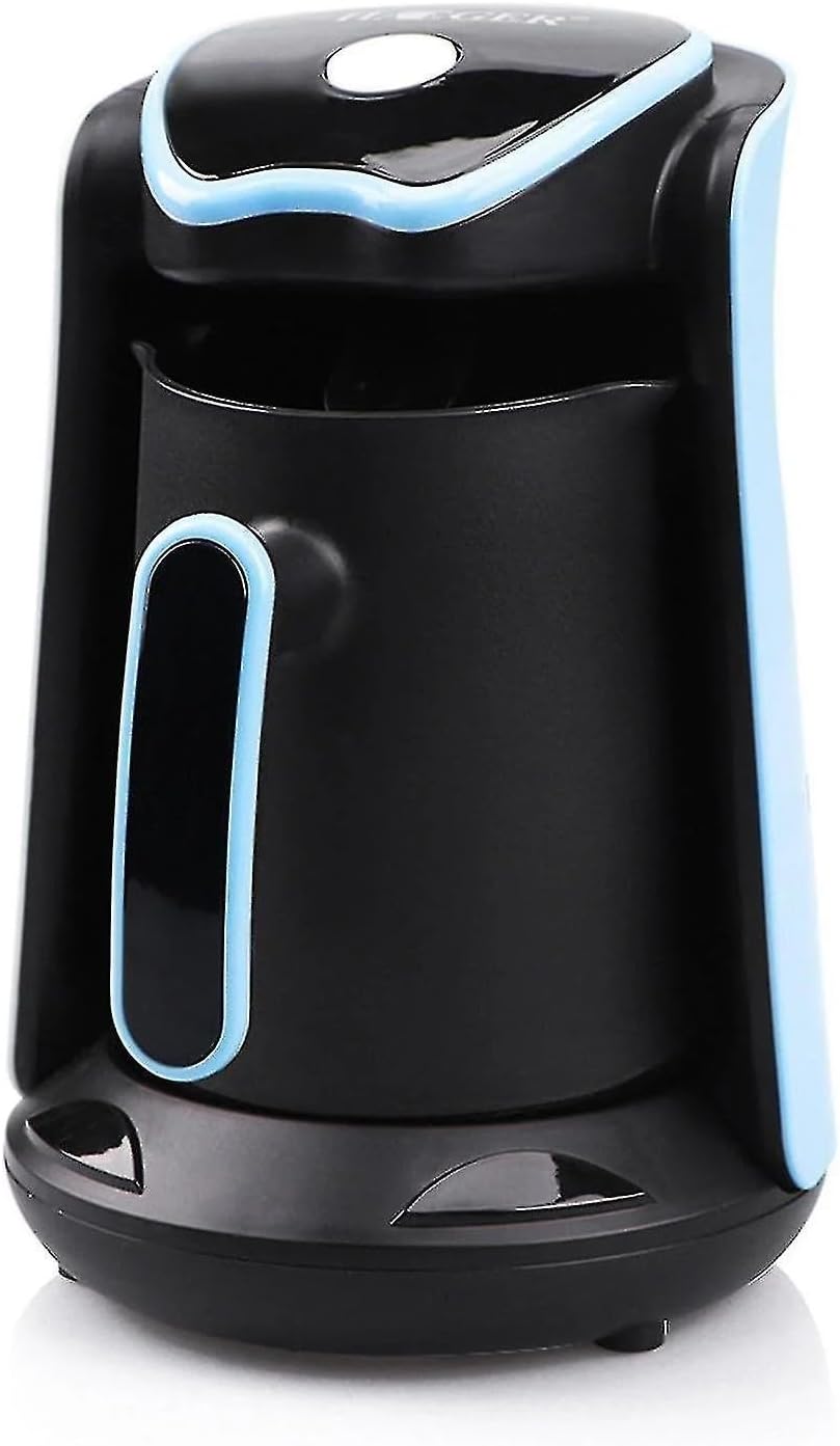Black and blue electric kettle on a white background