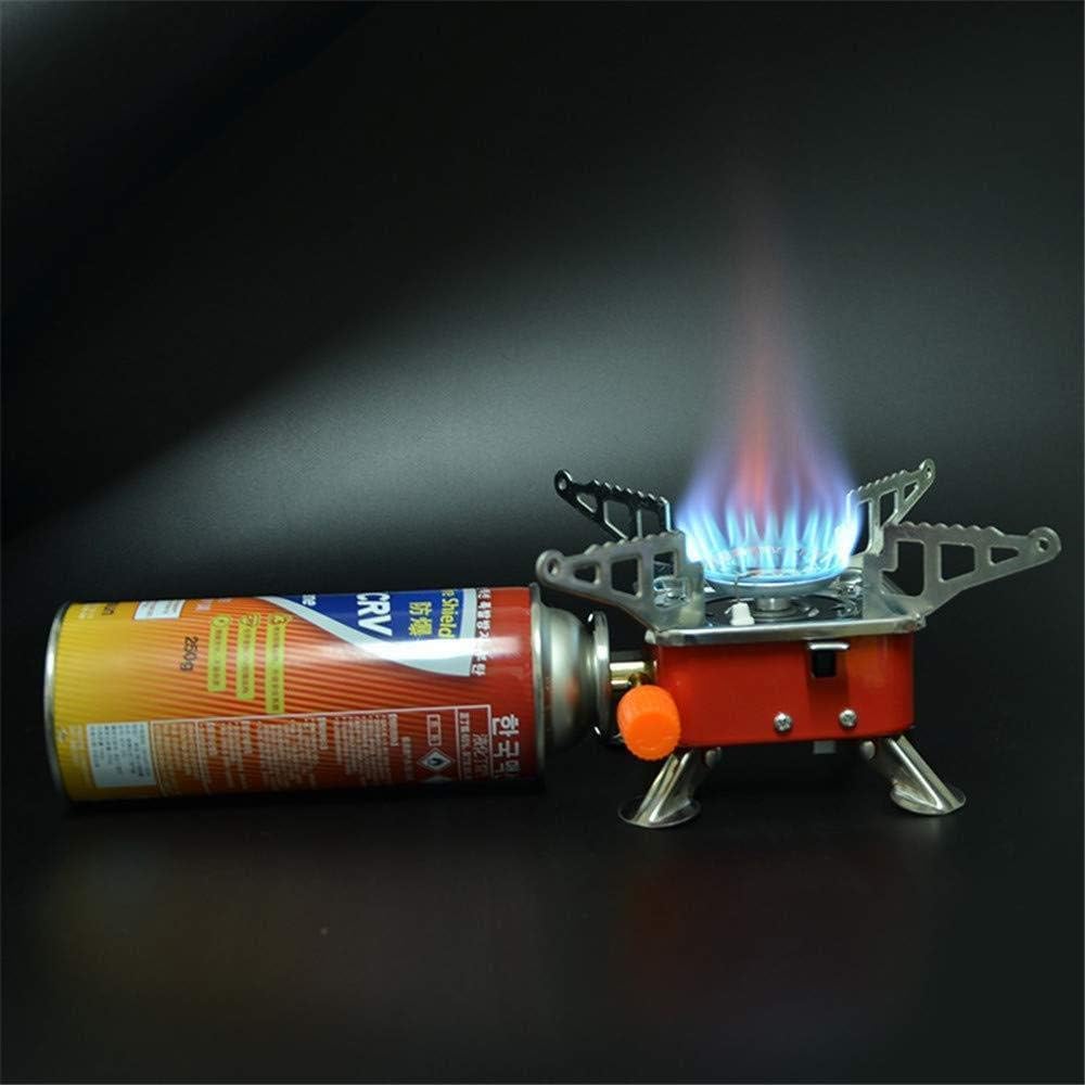 Portable gas stove with a canister on a dark background