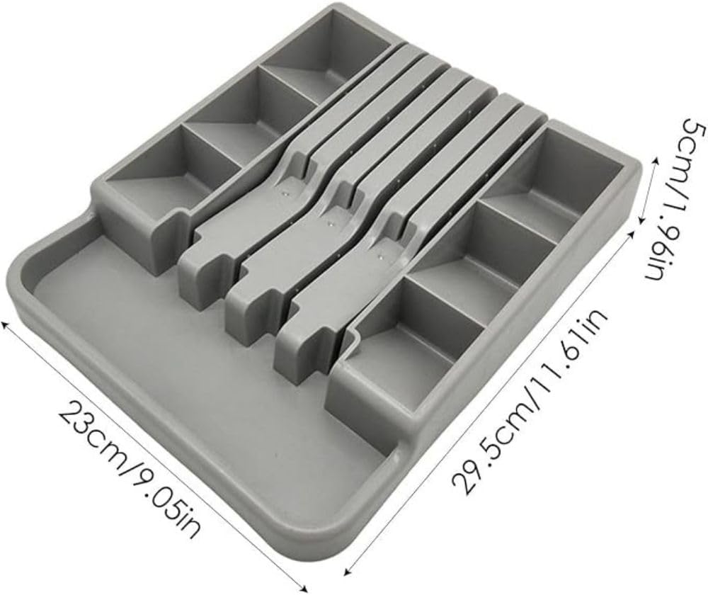 Gray silicone ice cube tray with dimensions indicated