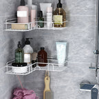 Metal corner shower shelf