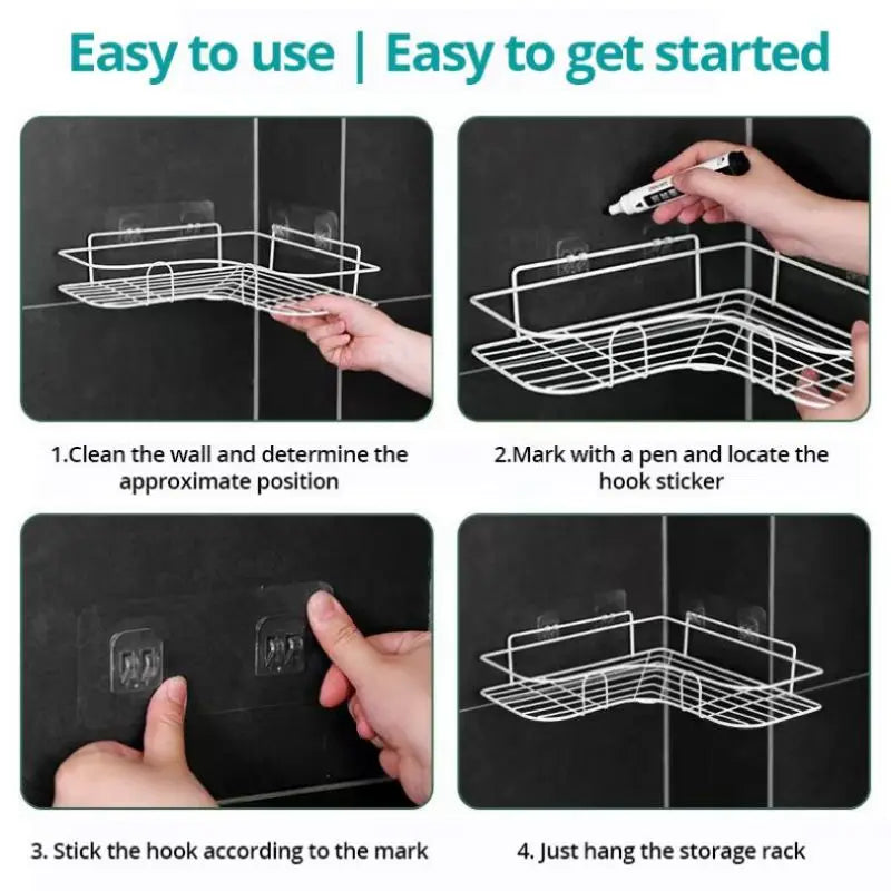 Metal corner shower shelf