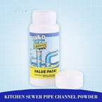 Bottle of sink and drain cleaner with a blue background