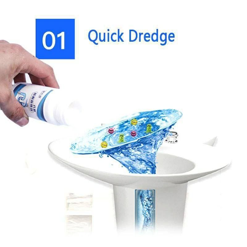 Product demonstration of a cleaning tool with water and colorful beads on a white background.