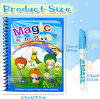 Reusable children's cartoon magic water painting book with a water pen