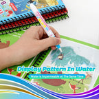 Reusable children's cartoon magic water painting book with a water pen